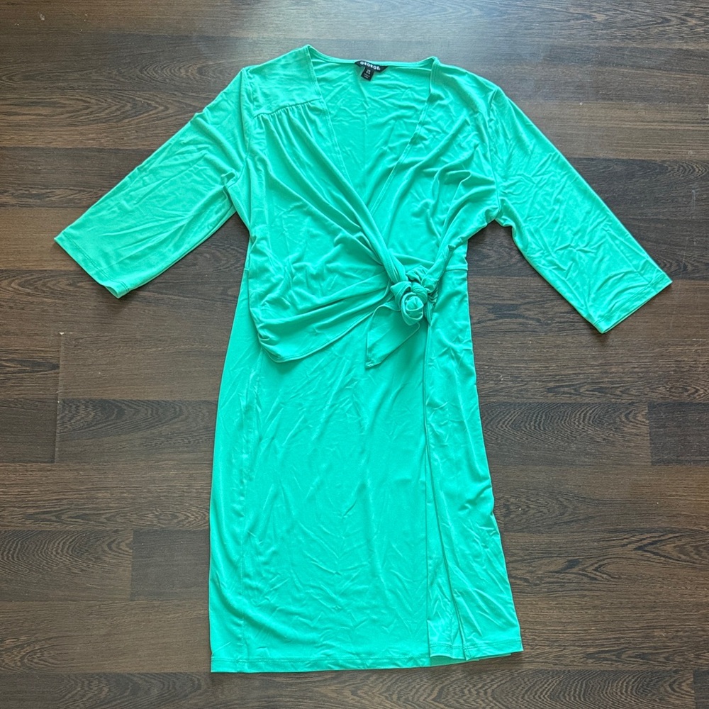 George Midi Wrap Dress Teal Large